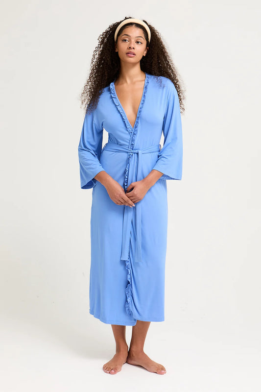Bamboo Frill Kimono, Cornflower
