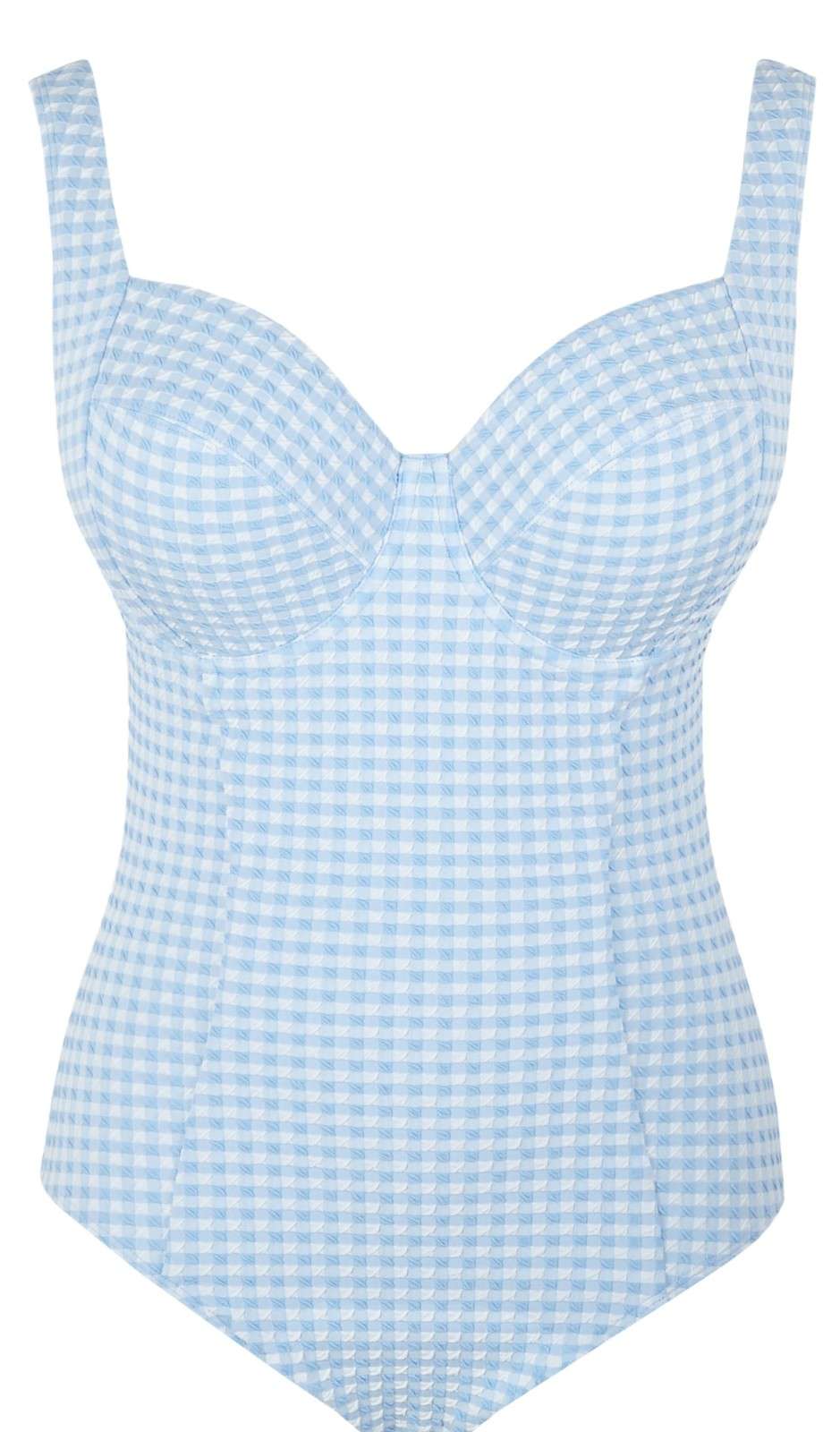 Paloma Balcony Swimsuit, Sky Blue Gingham