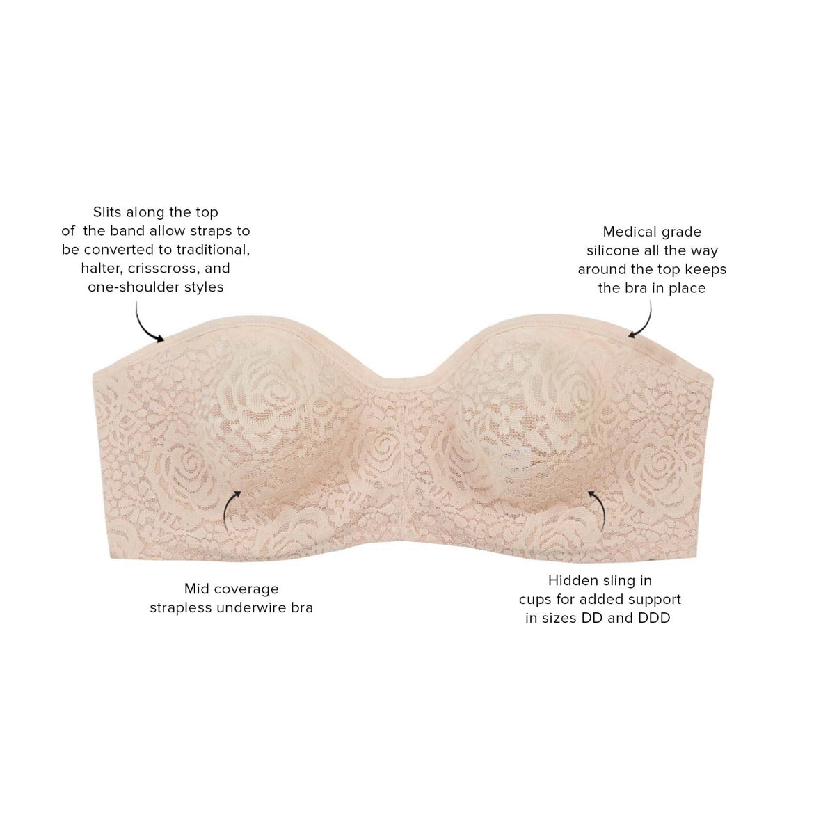 Halo Lace Strapless