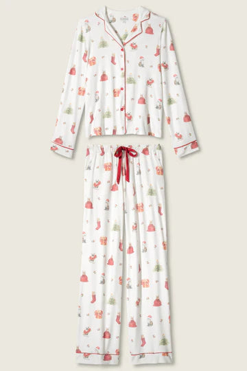 Feline Festive Cat Print PJ set