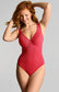 Rita Plunge Swimsuit, Red