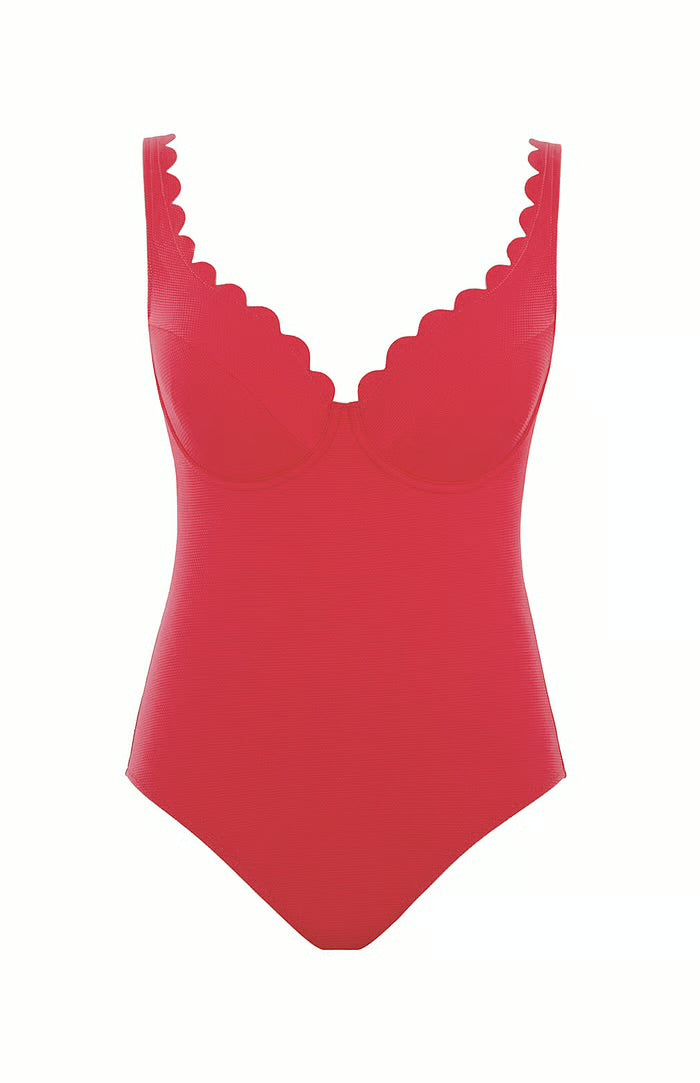 Rita Plunge Swimsuit, Red