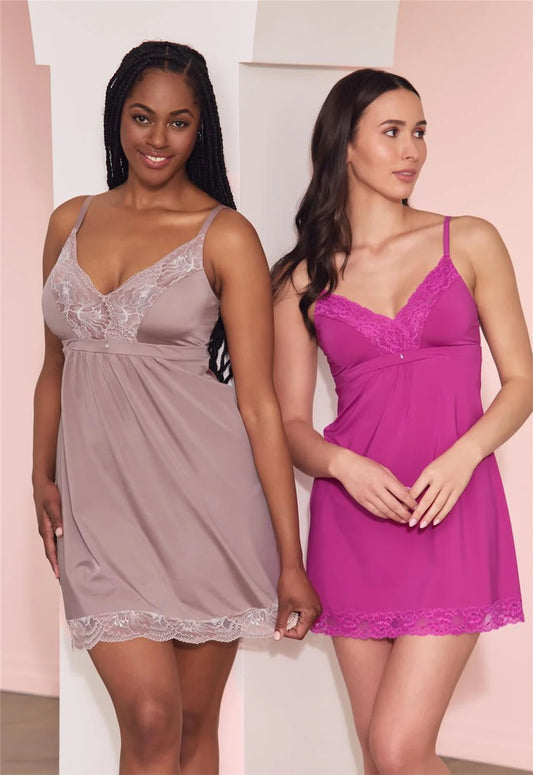 Bust Support Chemise, Moonshell/Chantilly