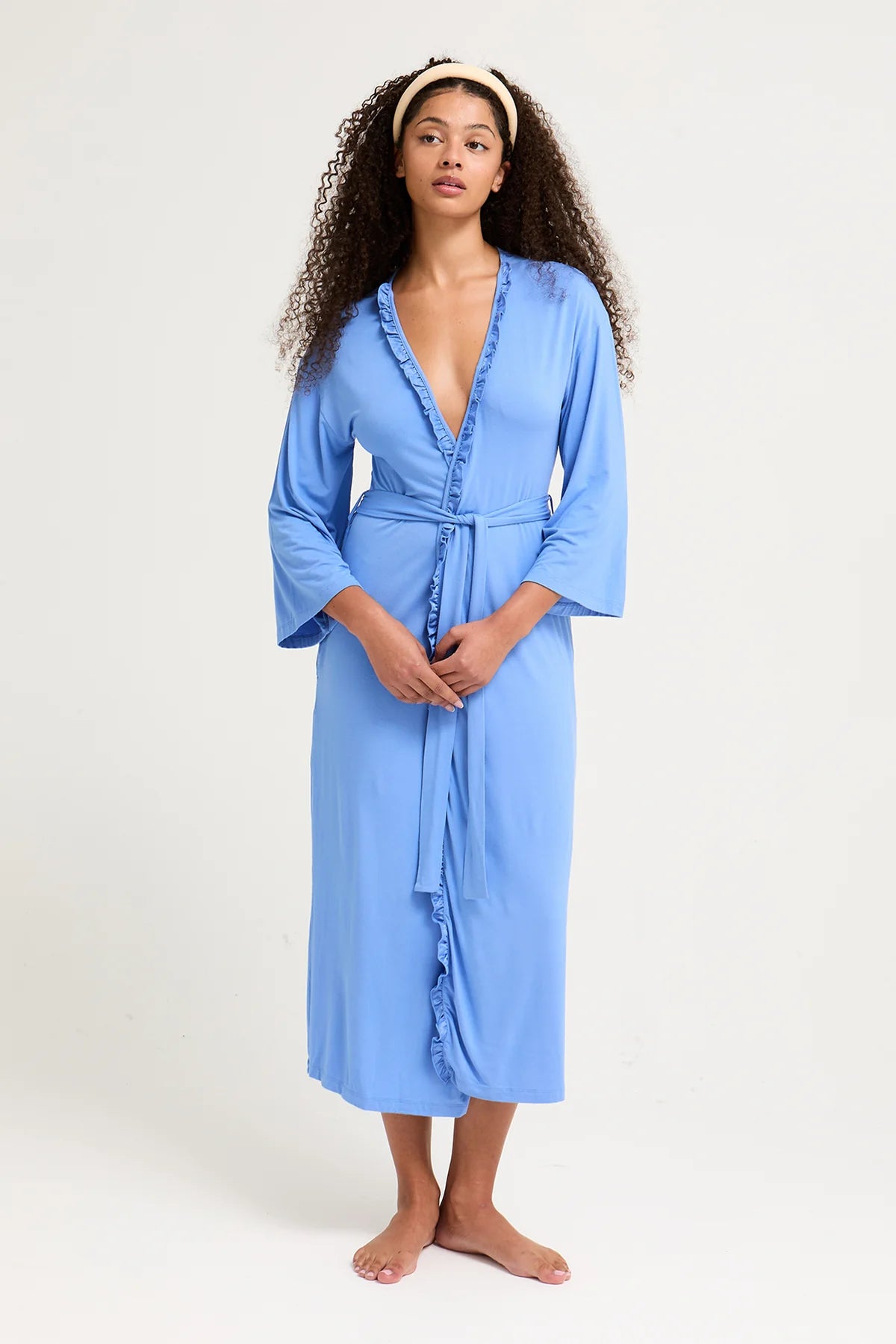 Bamboo Frill Kimono, Cornflower