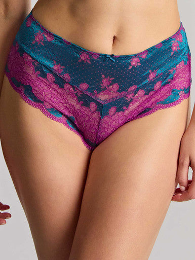 Clara Deep Brief, Teal/Magenta