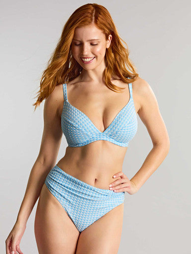 Midi Bikini Brief, Sky Blue Gingham