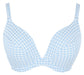 Romy Plunge Bikini Top, Sky Blue Gingham