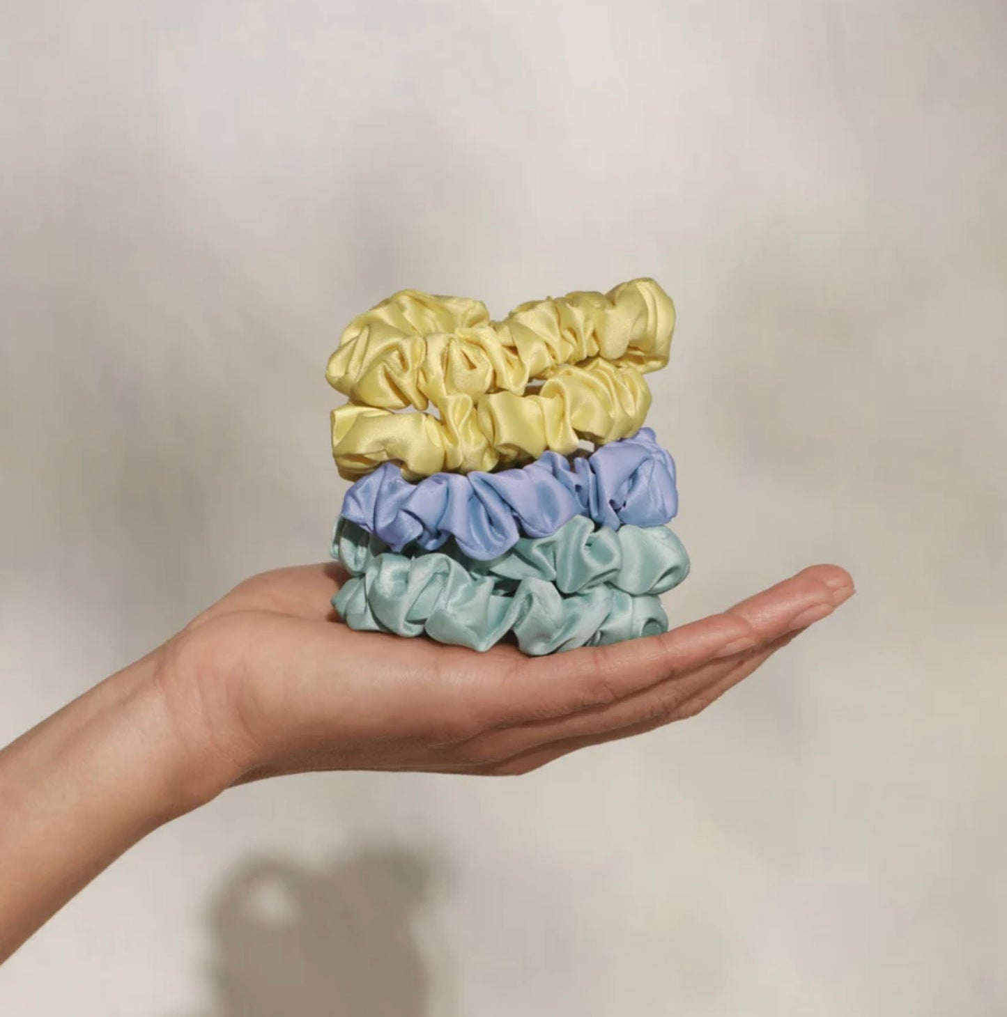Satin Ruched Scrunchies 5 pc Set, Costal Cottage