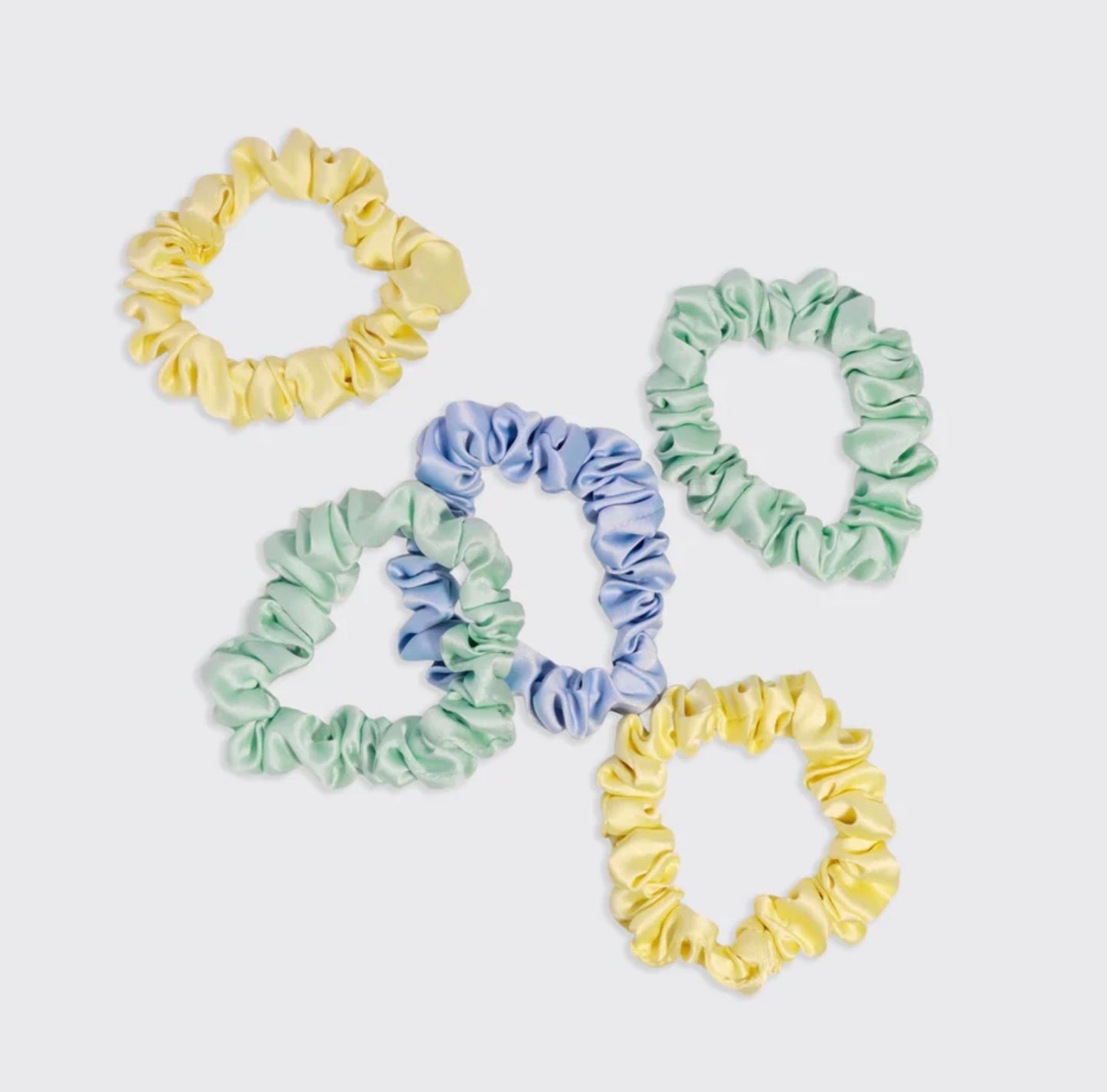 Satin Ruched Scrunchies 5 pc Set, Costal Cottage
