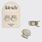 Gold & Pearlized Cream Metal Clam Shell Hair Clip Set