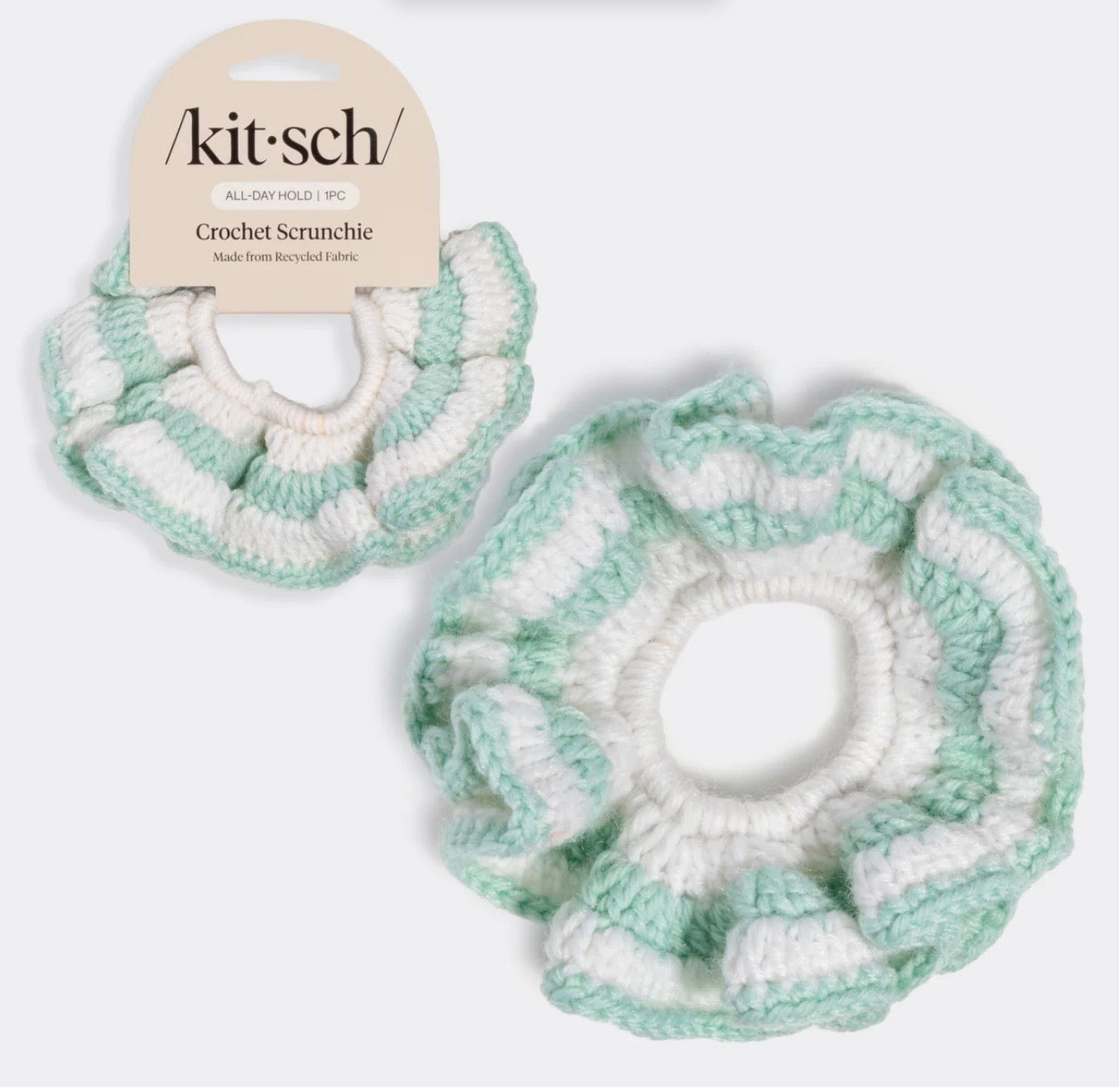 Kitsch Crochet Scrunchie, Seafoam Blue
