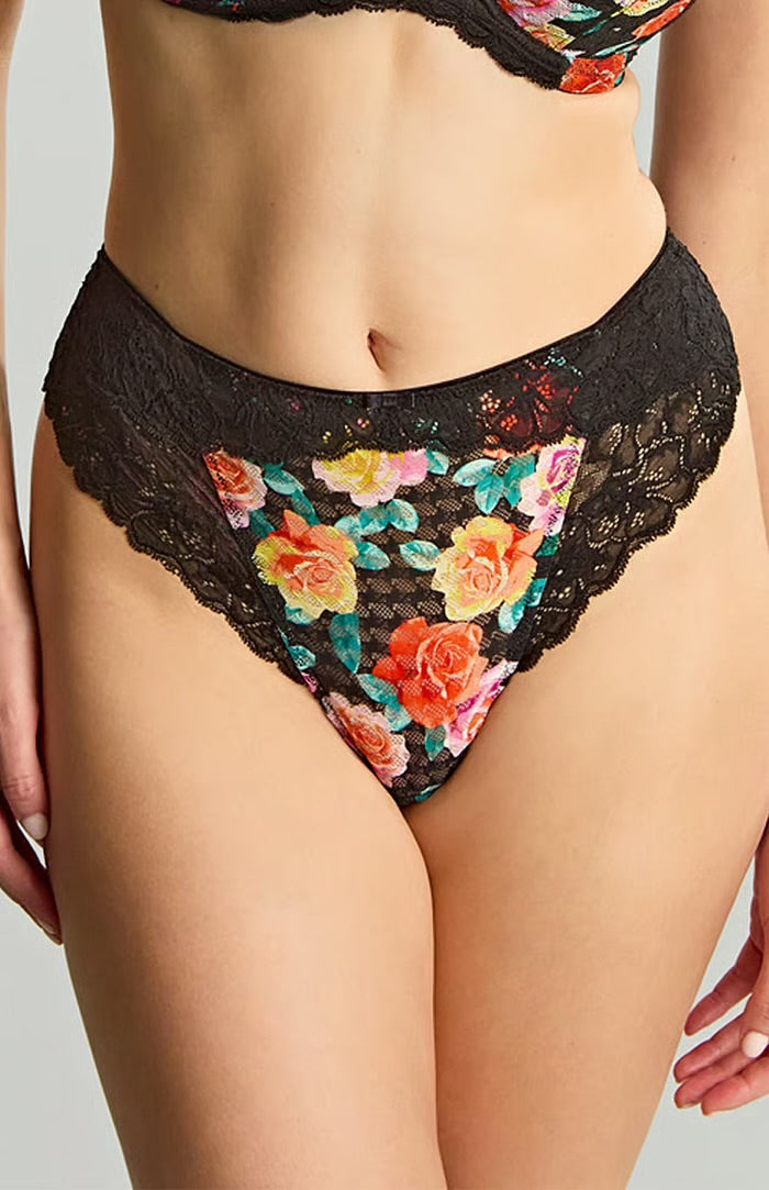 Panache Envy High Waist Brazilian, Black Rose