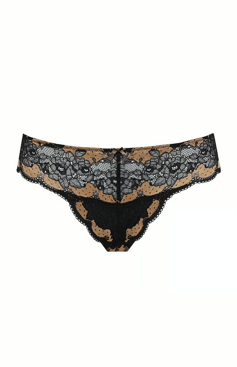 Panache Clara Brazilian Brief, Black/ Vintage Gold