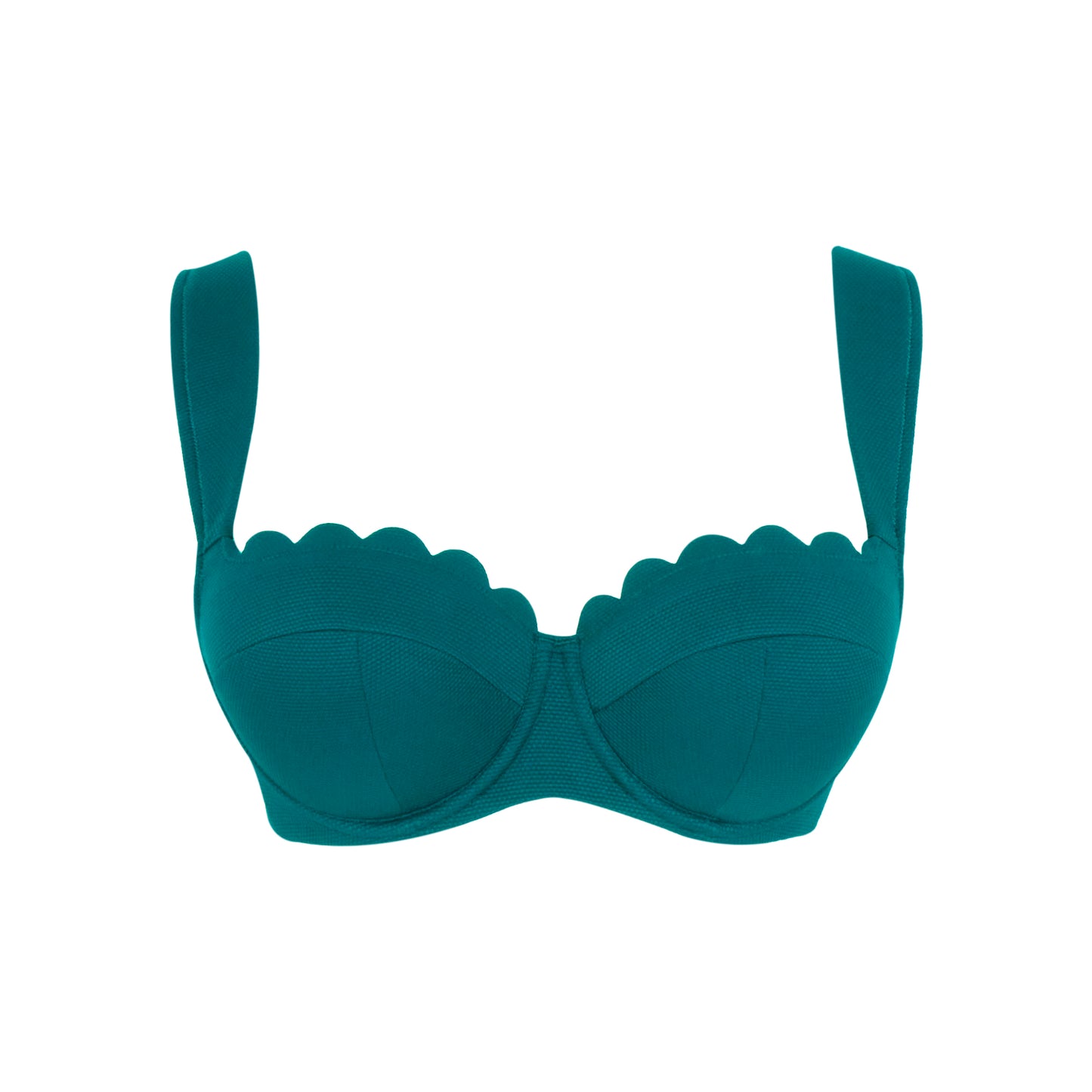 Bette Balcony Bikini Top, Teal Blue