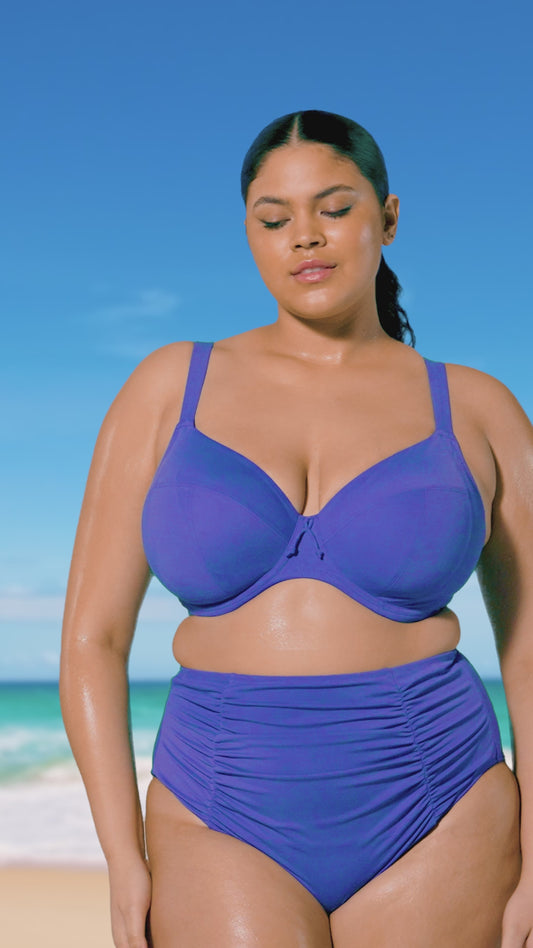 Plain Sailing Plunge Bikini Top, Azure